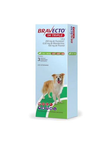 BRAVECTO 1M TRIPLE 10 A 20 KG X UNID.