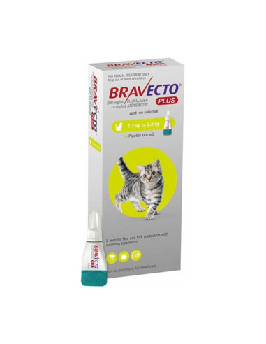 BRAVECTO PLUS GATO 1.2 KG A 2.8 KG