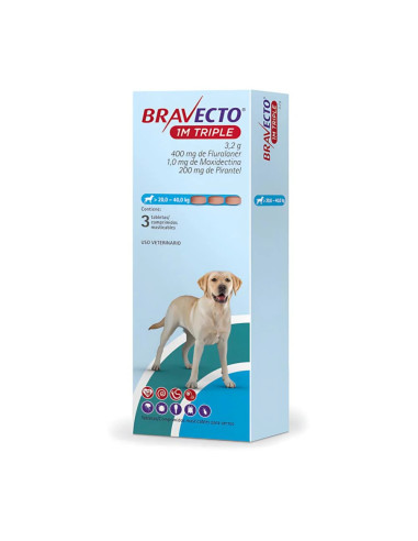 BRAVECTO 1M TRIPLE 20 A 40 KG X UNID.